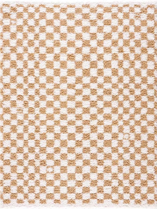 Kieu Mustard & Ivory Checkered Area Rug - Ornate Home