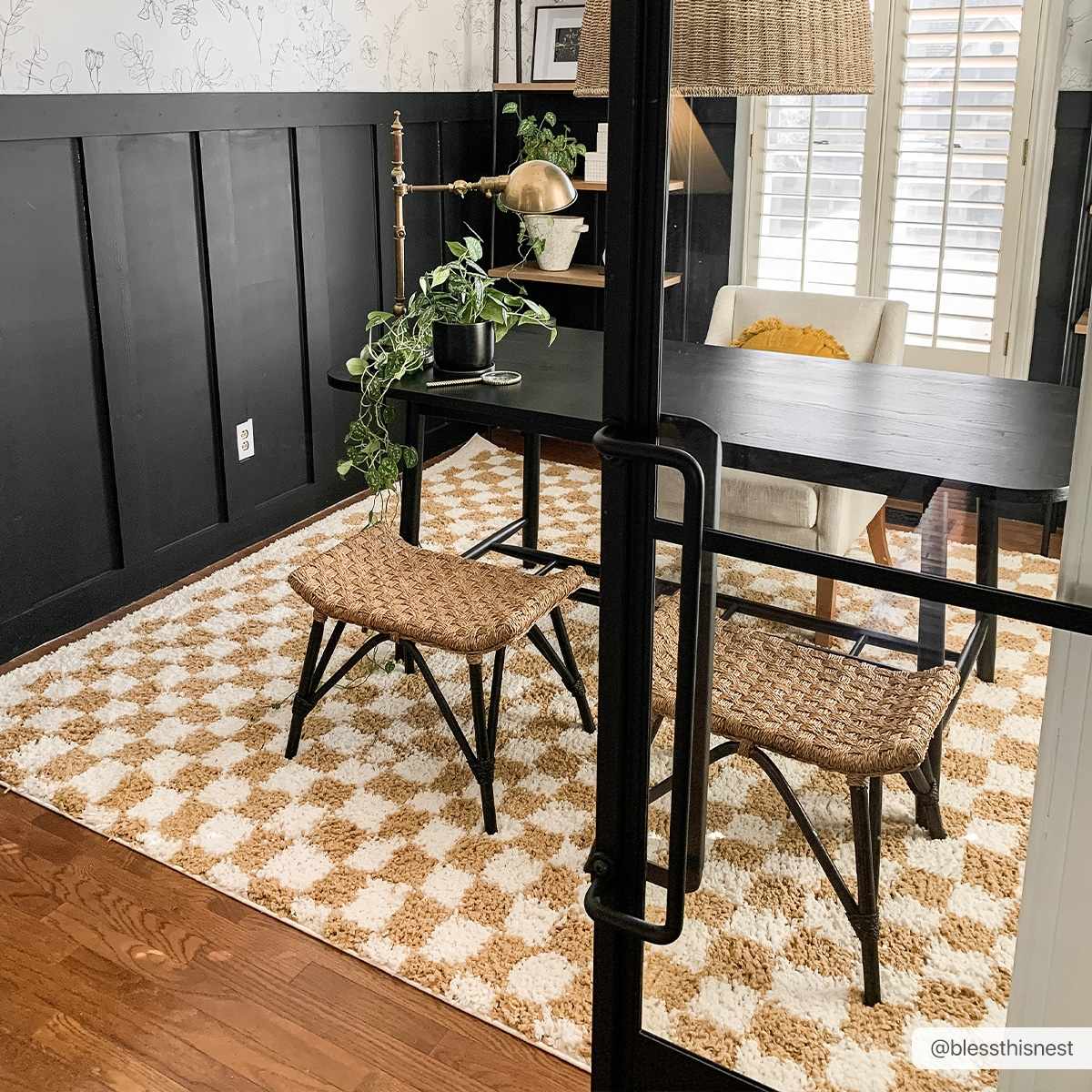 Kieu Mustard & Ivory Checkered Area Rug - Ornate Home
