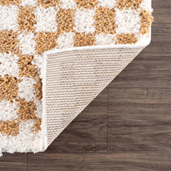 Kieu Mustard & Ivory Checkered Area Rug - Ornate Home