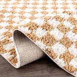Kieu Mustard & Ivory Checkered Area Rug - Ornate Home