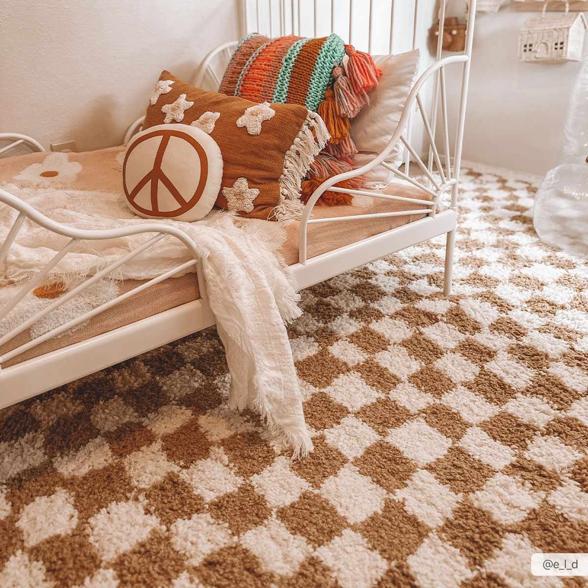Kieu Mustard & Ivory Checkered Area Rug - Ornate Home