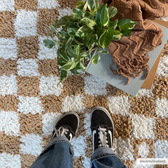 Kieu Mustard & Ivory Checkered Area Rug - Ornate Home