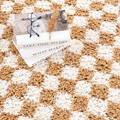 Kieu Mustard & Ivory Checkered Area Rug - Ornate Home