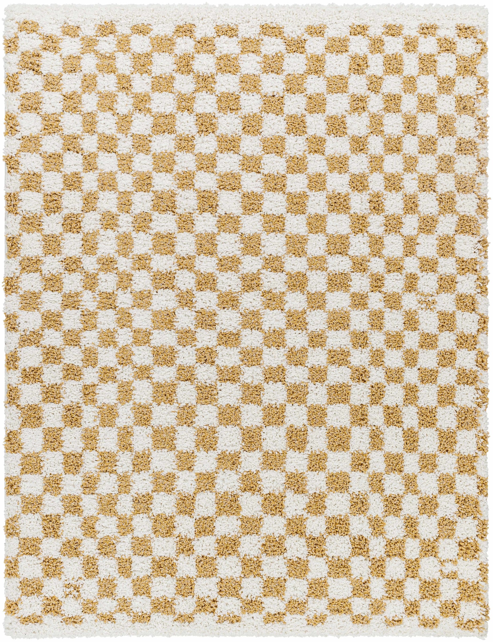 Kieu Mustard & Ivory Checkered Area Rug - Ornate Home