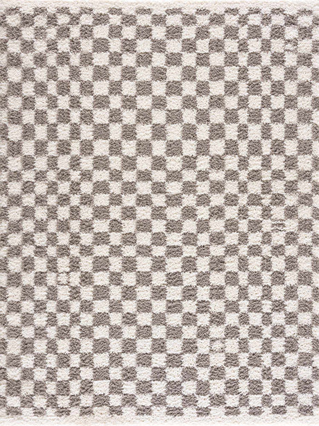 Kieu Taupe Checkered Area Rug - Ornate Home