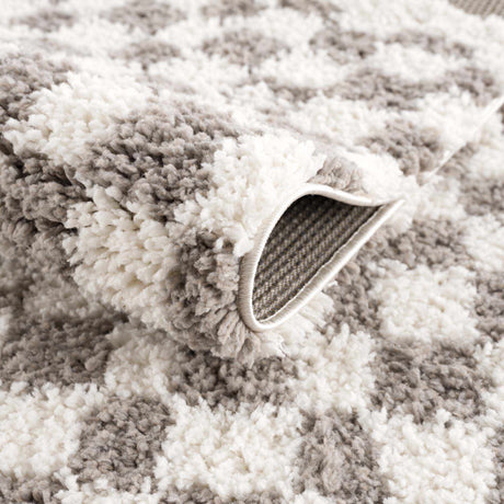 Kieu Taupe Checkered Area Rug - Ornate Home