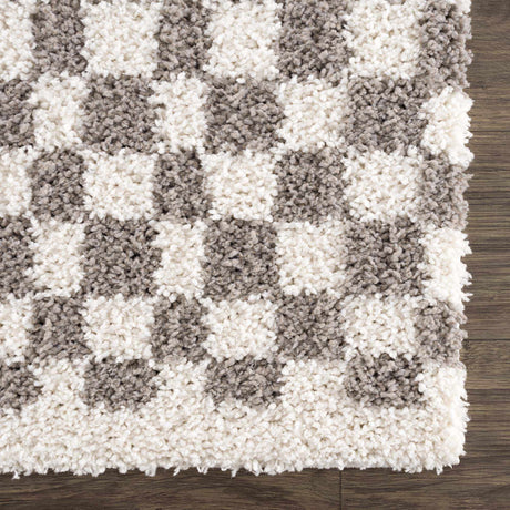 Kieu Taupe Checkered Area Rug - Ornate Home