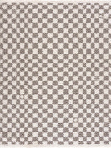 Kieu Taupe Checkered Plush Rug - Ornate Home