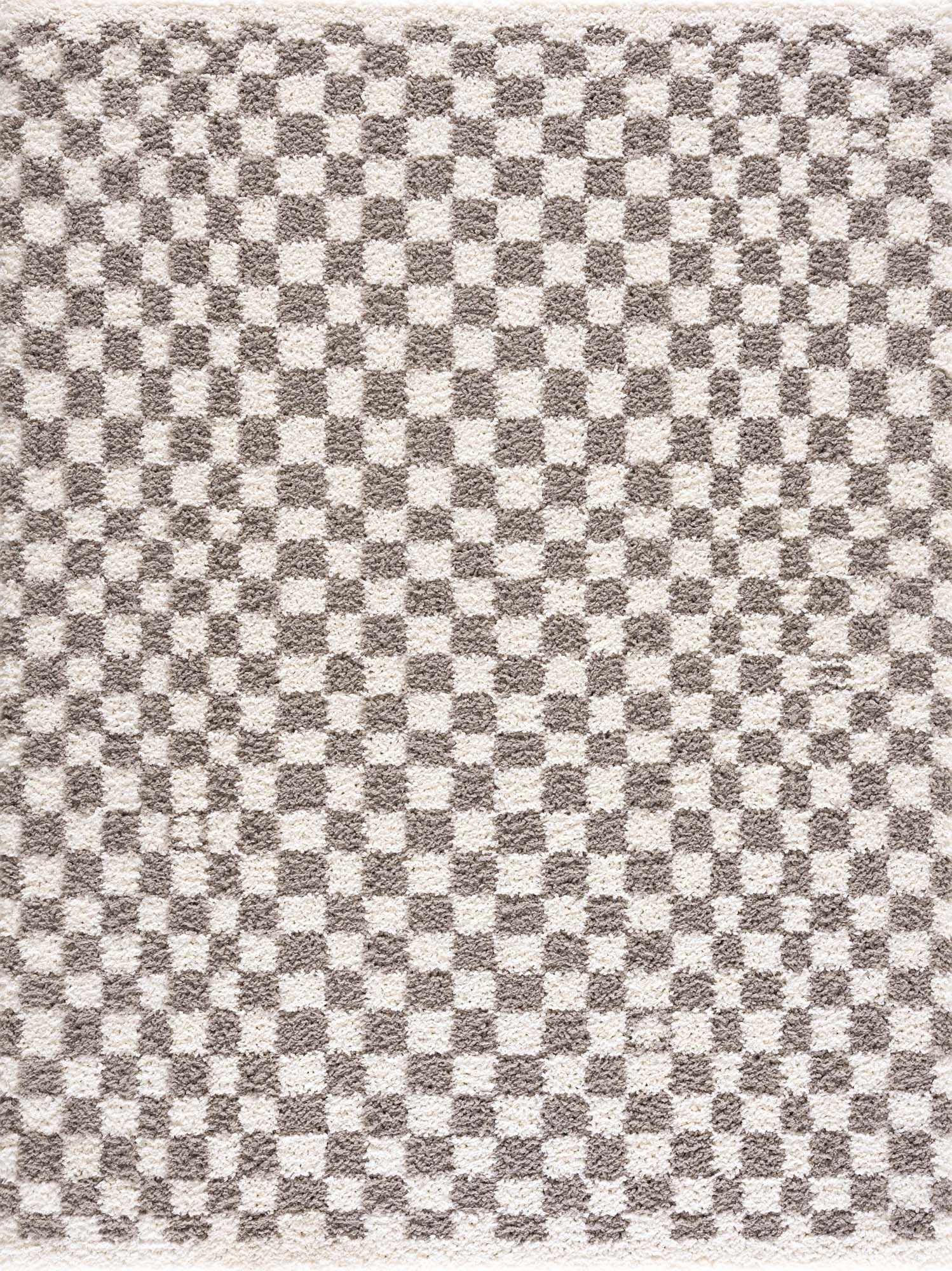 Kieu Taupe Checkered Plush Rug - Ornate Home