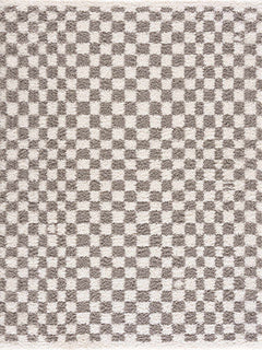 Kieu Taupe Checkered Plush Rug - Ornate Home