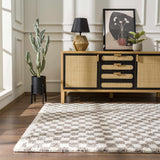 Kieu Taupe Checkered Plush Rug - Ornate Home