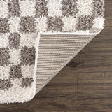 Kieu Taupe Checkered Plush Rug - Ornate Home