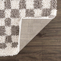 Kieu Taupe Checkered Plush Rug - Ornate Home