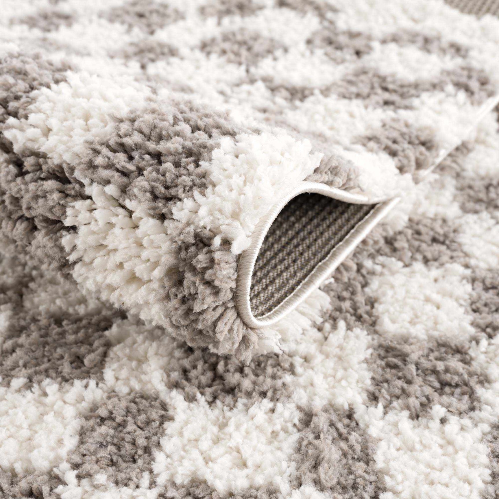 Kieu Taupe Checkered Plush Rug - Ornate Home