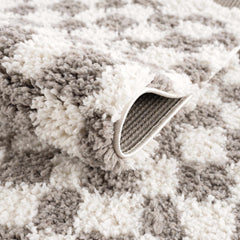 Kieu Taupe Checkered Plush Rug - Ornate Home