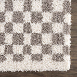Kieu Taupe Checkered Plush Rug - Ornate Home