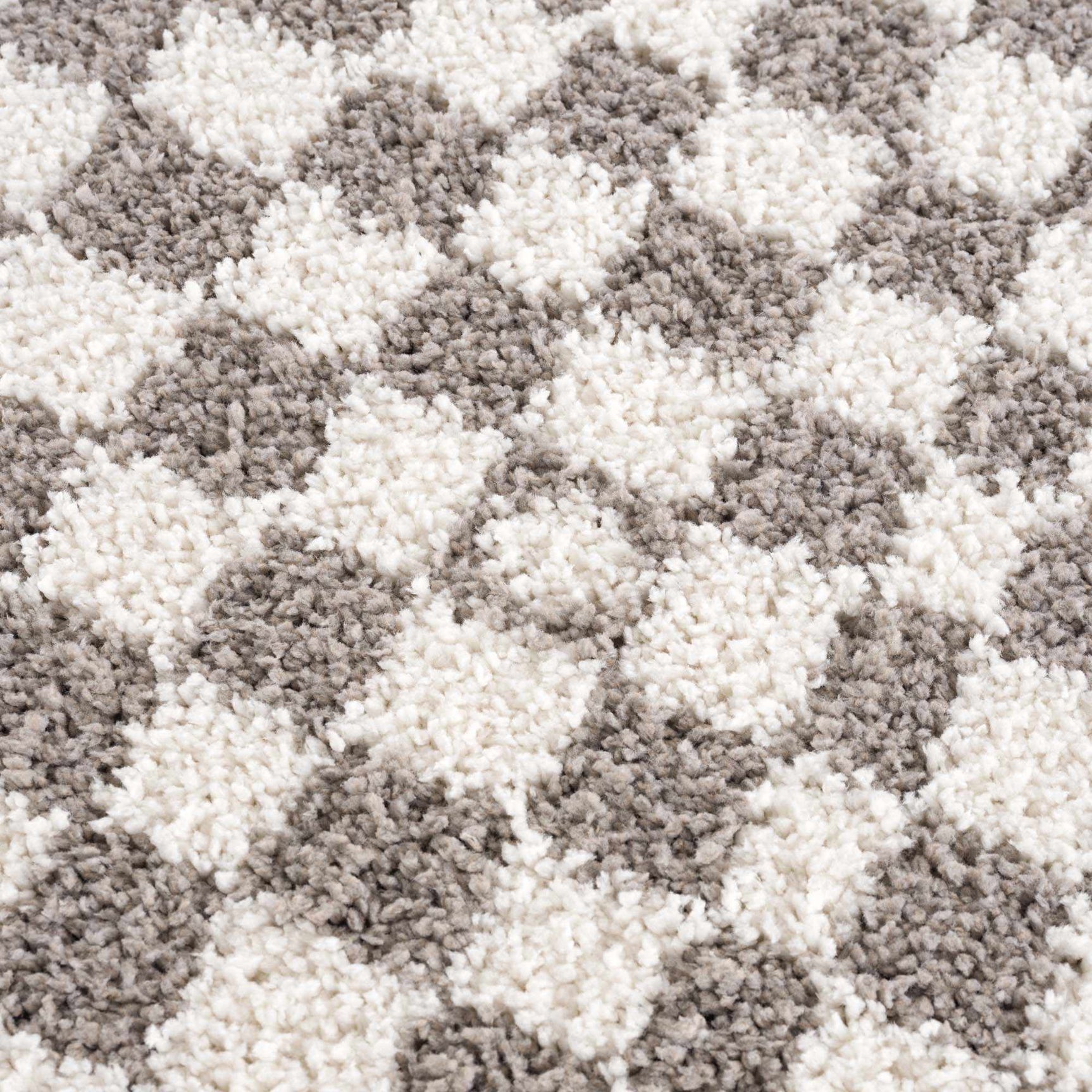 Kieu Taupe Checkered Plush Rug - Ornate Home