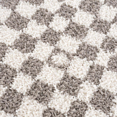Kieu Taupe Checkered Plush Rug - Ornate Home