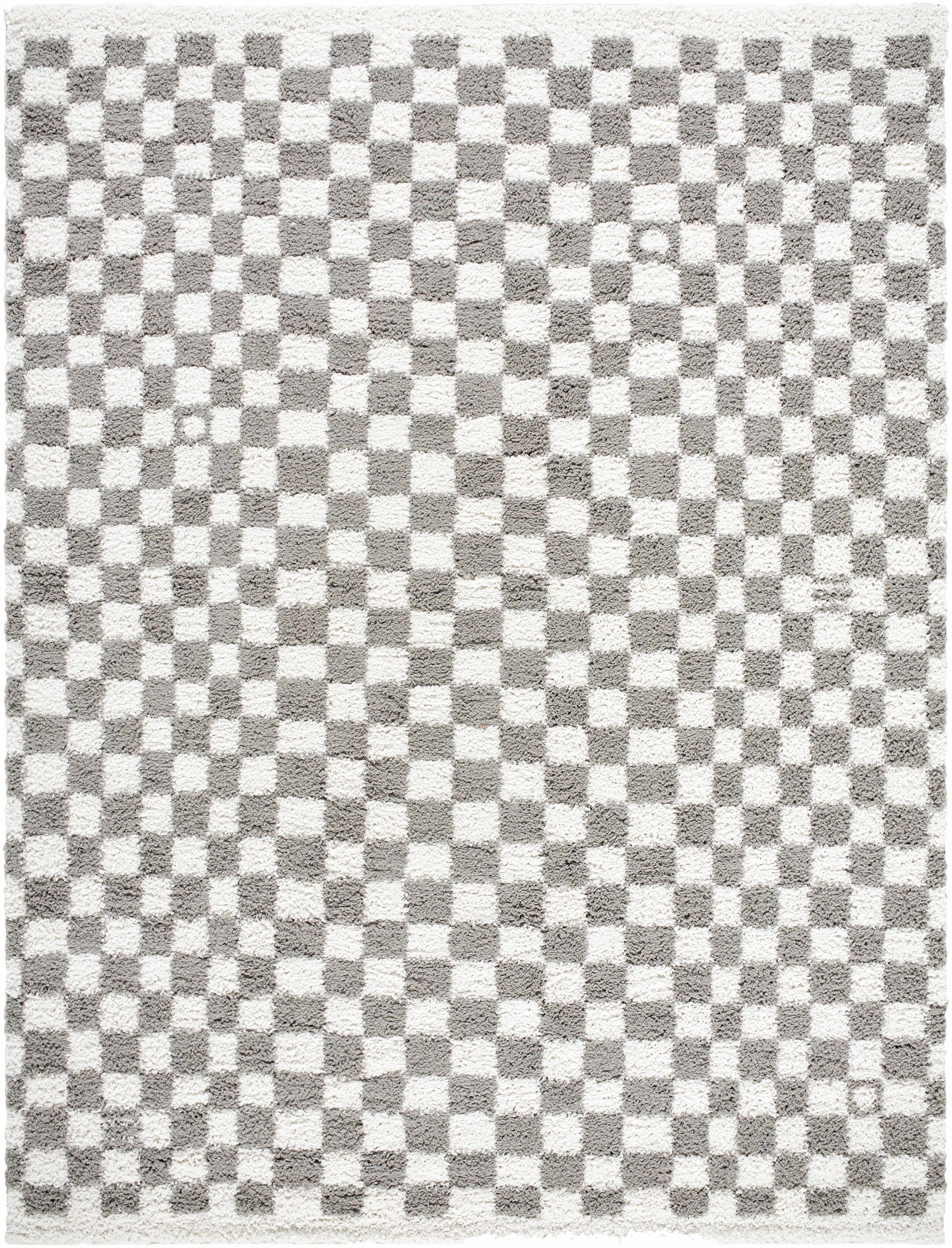 Kieu Taupe Checkered Plush Rug - Ornate Home