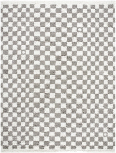 Kieu Taupe Checkered Plush Rug - Ornate Home