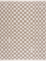 Kieu Taupe Checkered Shag Rug - Ornate Home