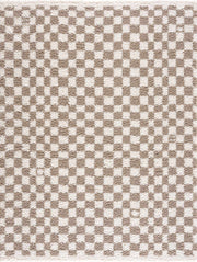 Kieu Taupe Checkered Shag Rug - Ornate Home
