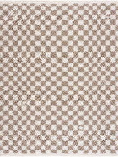 Kieu Taupe Checkered Shag Rug - Ornate Home