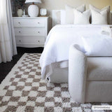 Kieu Taupe Checkered Shag Rug - Ornate Home