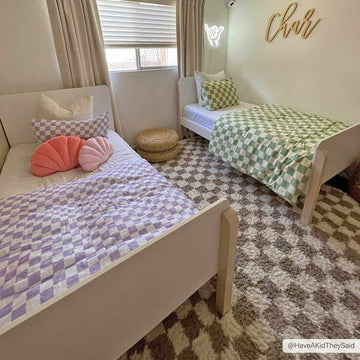 Kieu Taupe Checkered Shag Rug - Ornate Home