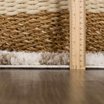 Kieu Taupe Checkered Shag Rug - Ornate Home