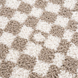 Kieu Taupe Checkered Shag Rug - Ornate Home