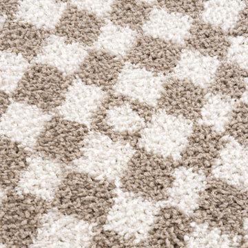 Kieu Taupe Checkered Shag Rug - Ornate Home