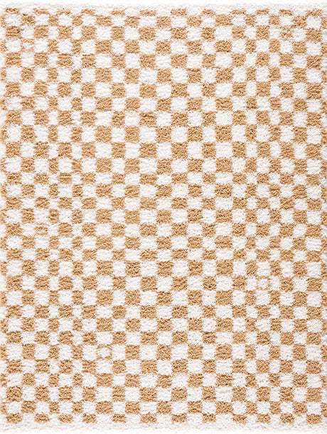 Kieu Yellow & White Checkered Area Rug - Ornate Home