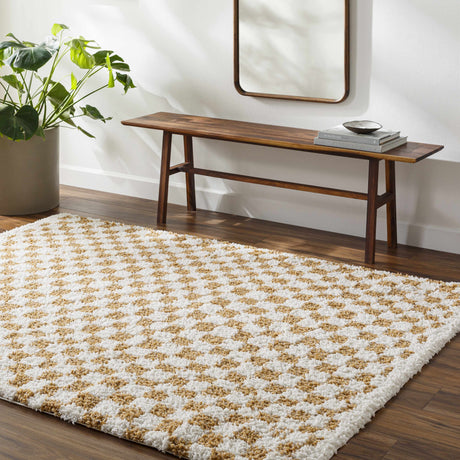 Kieu Yellow & White Checkered Area Rug - Ornate Home