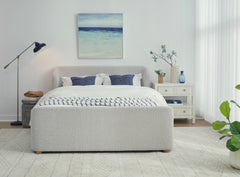 Kiki Upholstered California King Platform Bed in Cotton Ball Boucle - Ornate Home