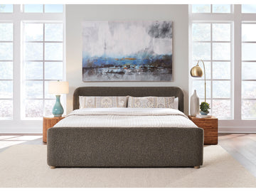 Kiki Upholstered California King Platform Bed in Pumpernickel Boucle - Ornate Home