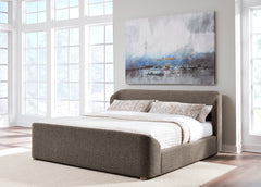 Kiki Upholstered California King Platform Bed in Pumpernickel Boucle - Ornate Home