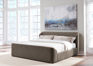 Kiki Upholstered California King Platform Bed in Pumpernickel Boucle - Ornate Home
