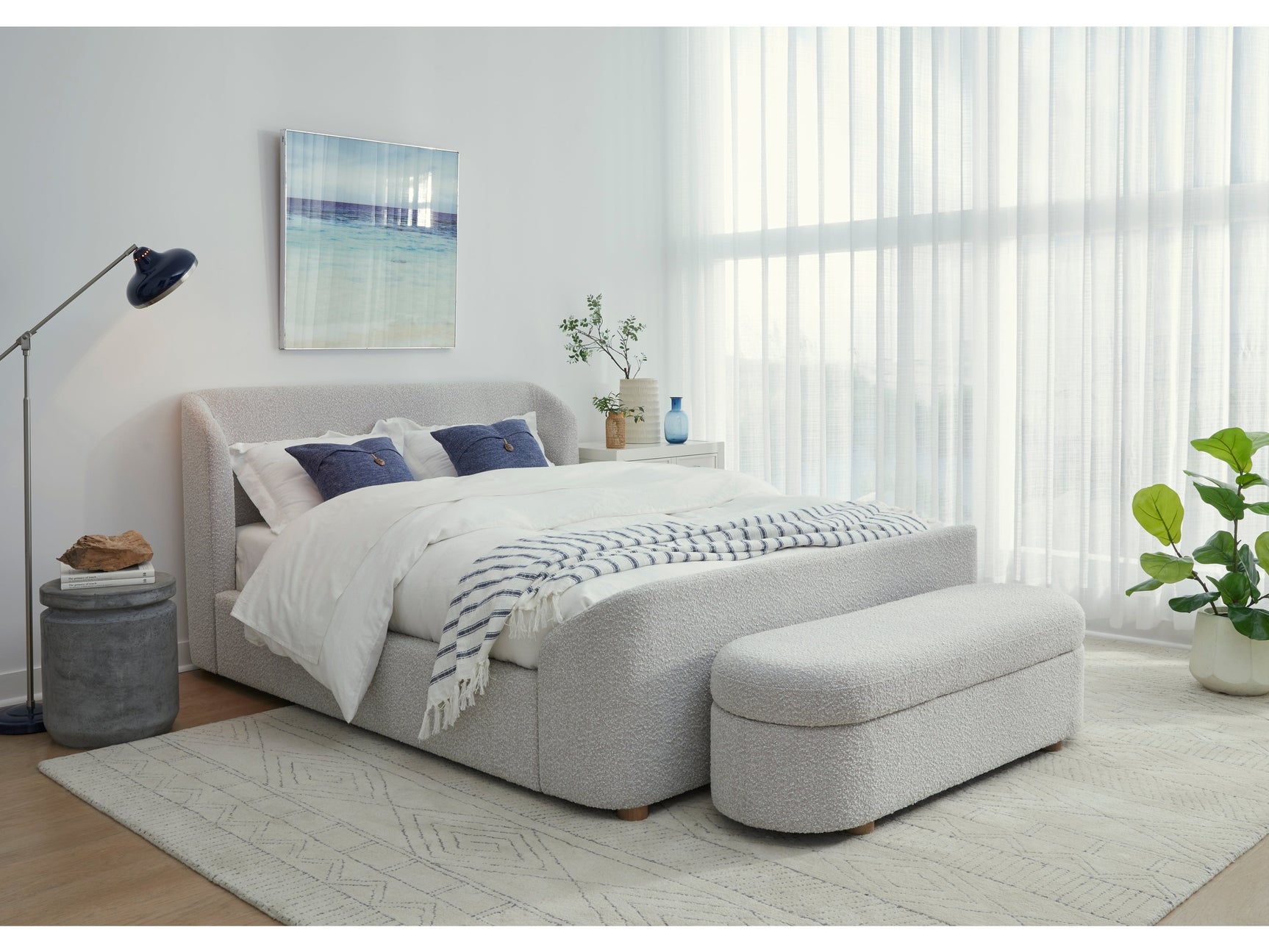 Kiki Upholstered Eastern King Platform Bed in Cotton Ball Boucle - Ornate Home