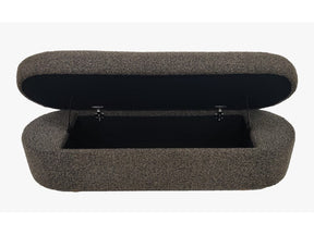 Kiki Upholstered Hinged Storage Bench in Pumpernickel Boucle - Ornate Home