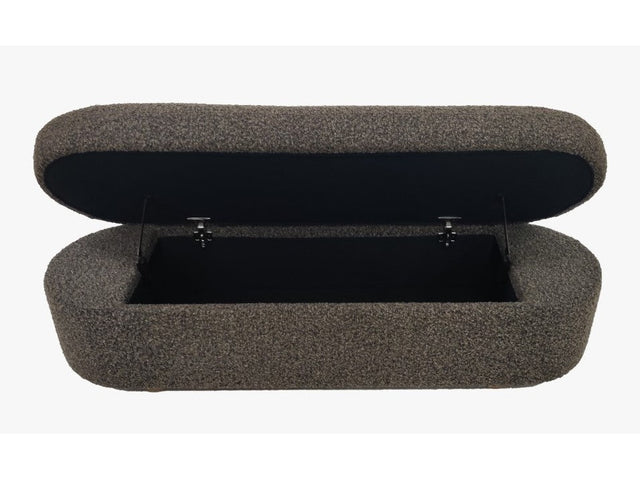 Kiki Upholstered Hinged Storage Bench in Pumpernickel Boucle - Ornate Home