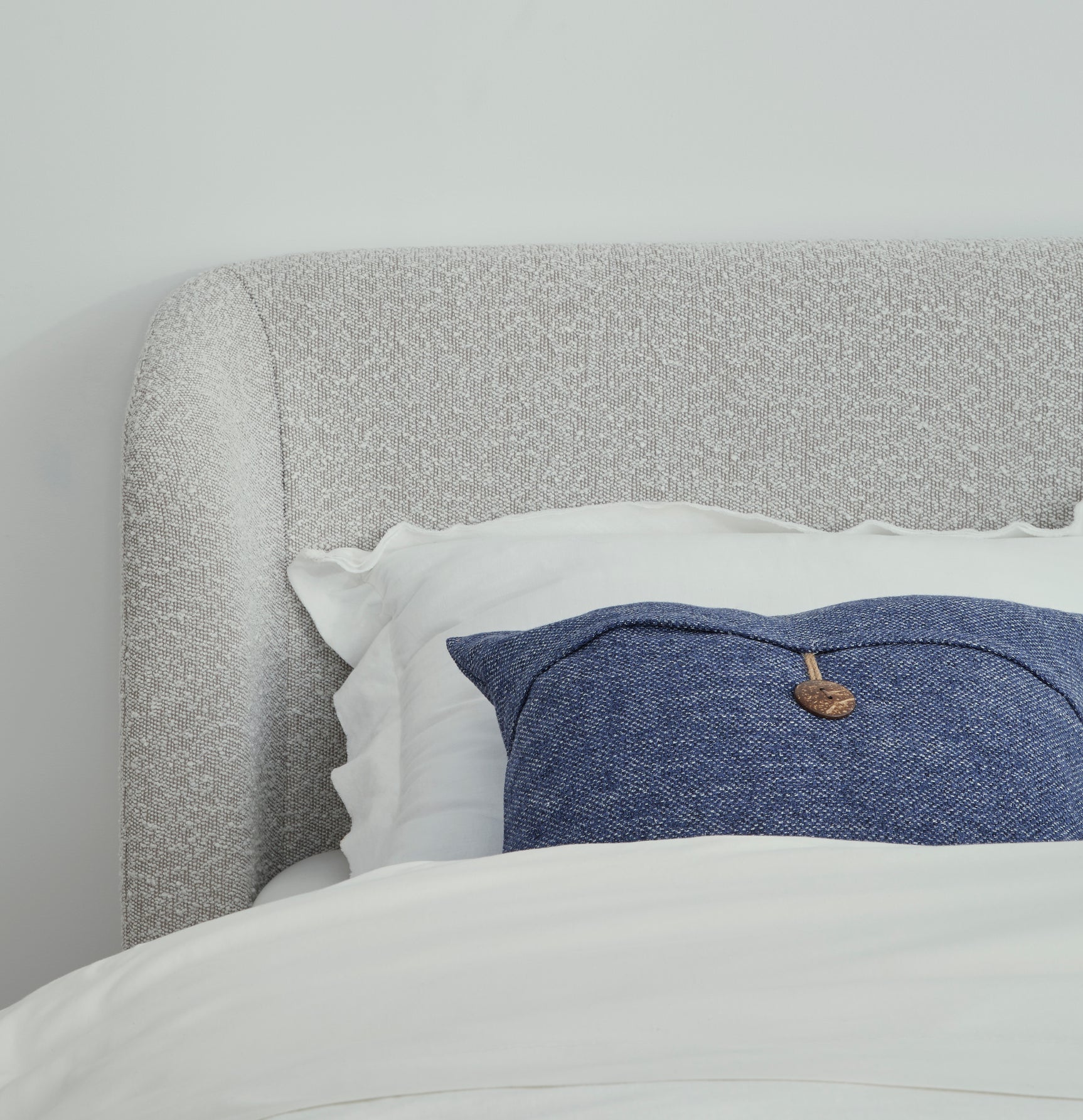 Kiki Upholstered Queen Platform Bed in Cotton Ball Boucle - Ornate Home