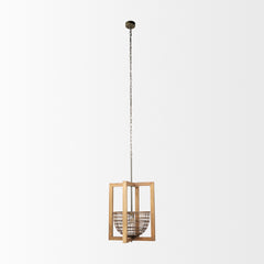 Kiley Brown Warm Wood Basket Lantern Pendant Light - Ornate Home