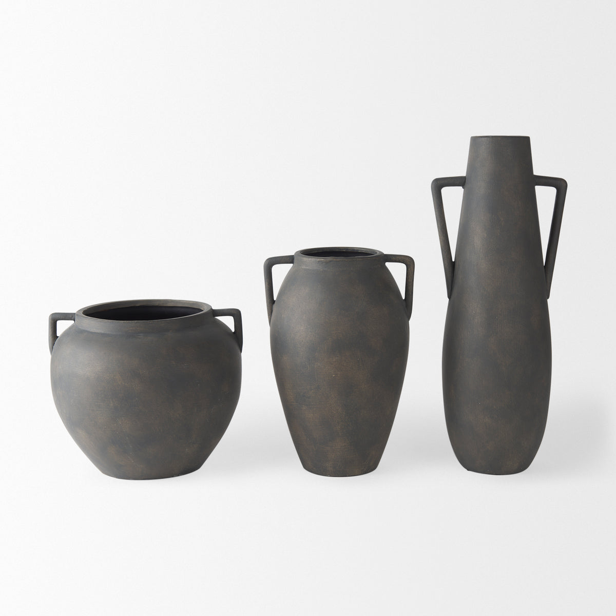 Kilian Brown-Gray Short Double Ear Vase - Ornate Home