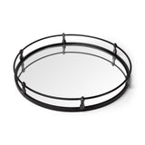Kimbel Black Metal Mirrored Base Round Tray - Ornate Home