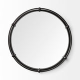 Kimbel Black Metal Mirrored Base Round Tray - Ornate Home