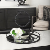 Kimbel Black Metal Mirrored Base Round Tray - Ornate Home