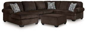 Kimlee Chocolate 3-Piece Sectional and Ottoman (Online Special Price) - Ornate Home