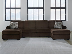 Kimlee Chocolate 3-Piece Sectional with Double Chaise (Online Special Price) - Ornate Home