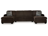 Kimlee Chocolate 3-Piece Sectional with Double Chaise - Ornate Home